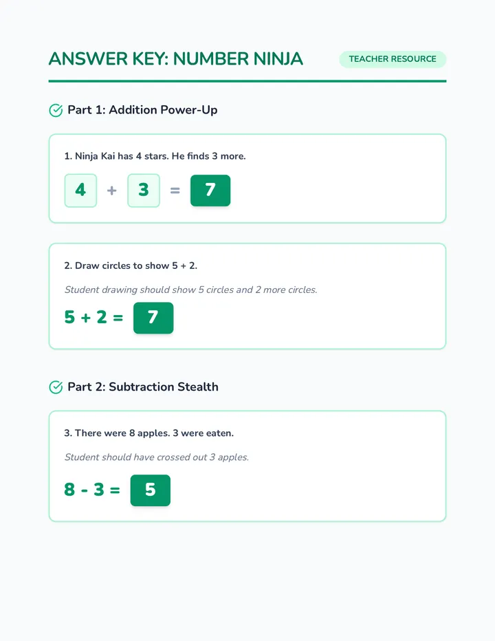 Ninja Math Answer Key