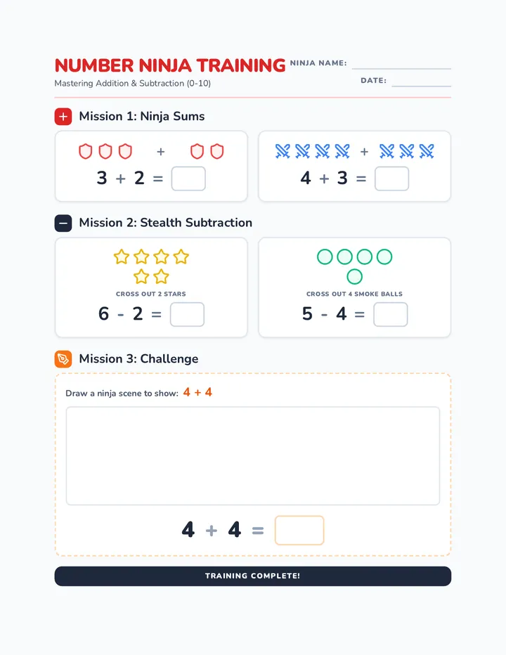 Number Ninja Worksheet