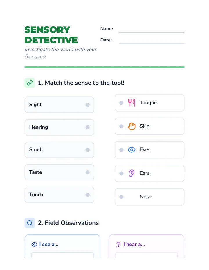 Sensory Detective Worksheet
