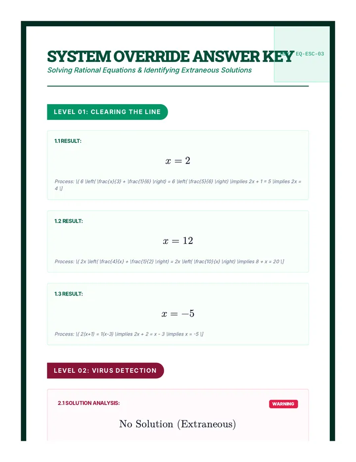 System Override Answer Key