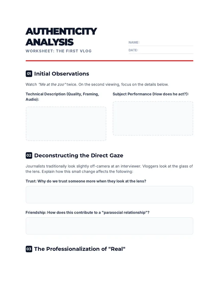 Authenticity Analysis Worksheet