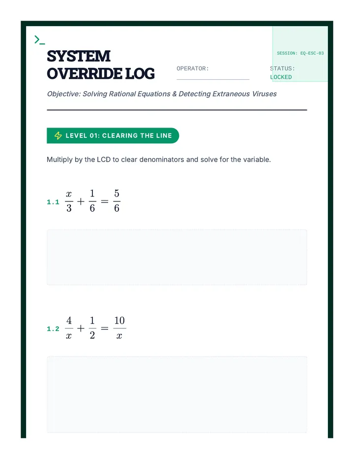 System Override Worksheet