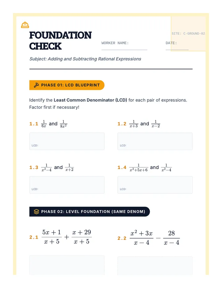 Foundation Check Worksheet