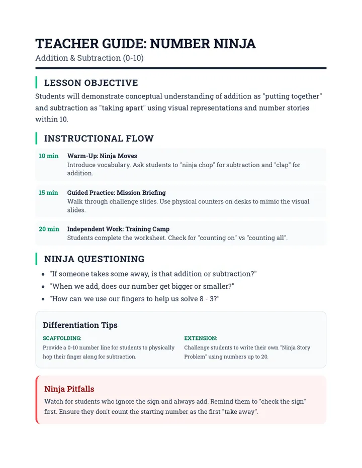 Ninja Teacher Guide