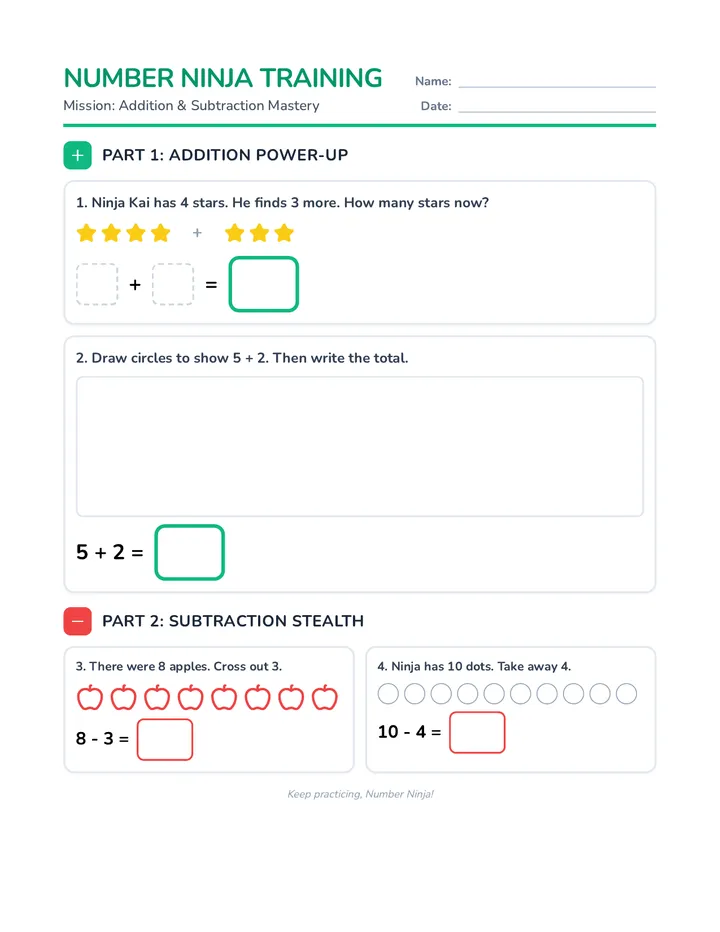 Number Ninja Worksheet