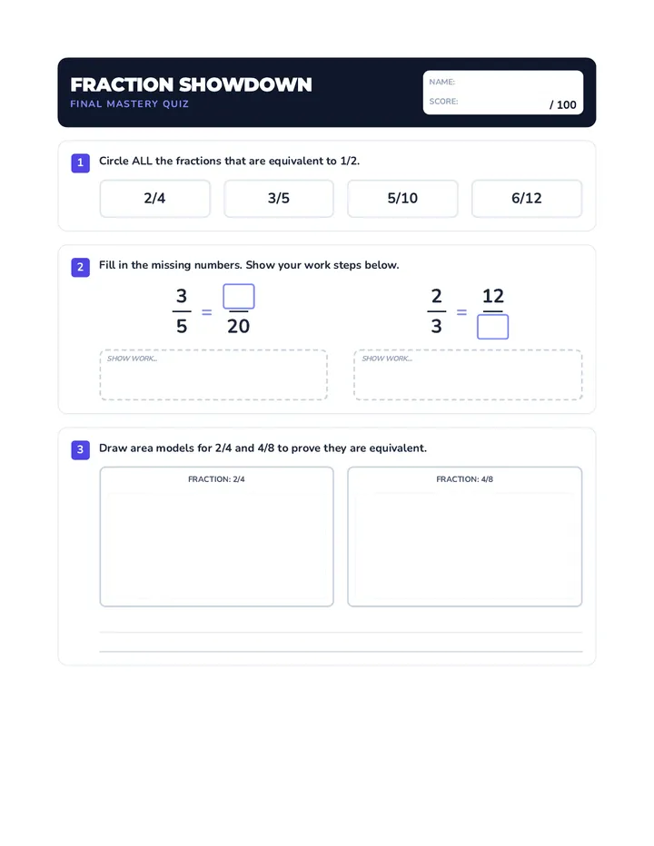 Fraction Showdown Quiz