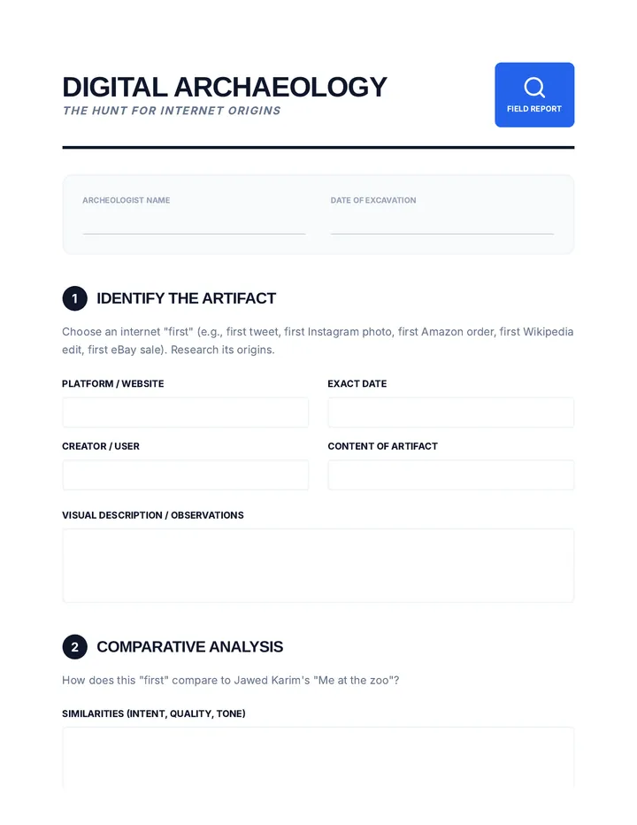 Digital Archaeology Worksheet